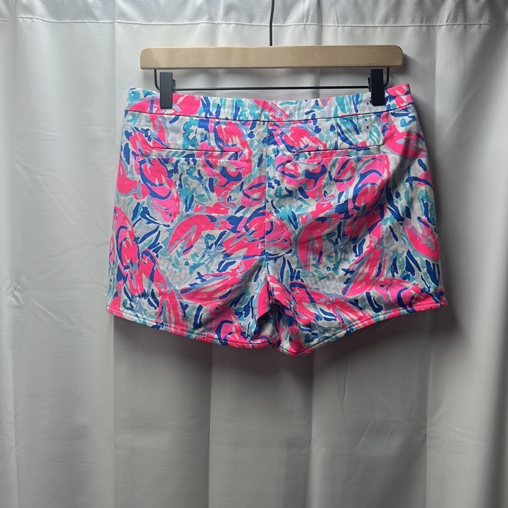 Lilly Pulitzer Blue Pink Lobster Side Zipper Shorts- 2 - Picture 5 of 5
